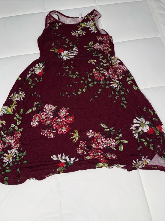 Longyuan Tops - Floral Tank Dress - Burgundy Floral Tank Top